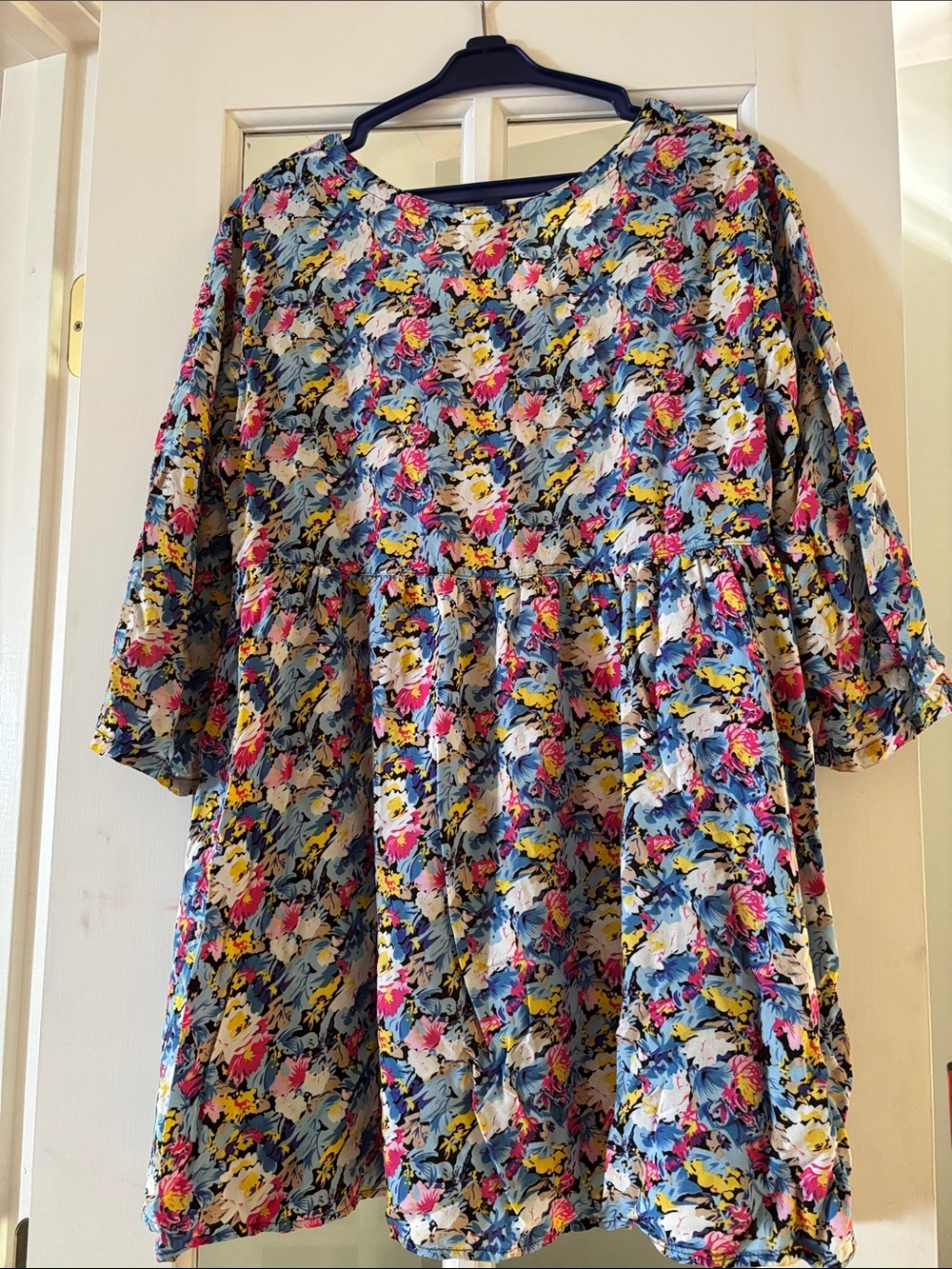 Free People Blue Multi Floral Button-Up Peasant Blouse - Picture 7 of 13
